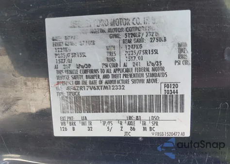 1999 Mazda B3000 Se z USA, uszkodzony, nr VIN 4F4ZR17V6XTM12332